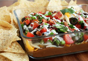 9 Layer Bacon and Bean Dip