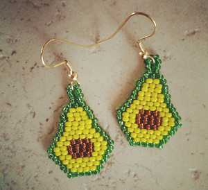 Beaded Avocado Earrings