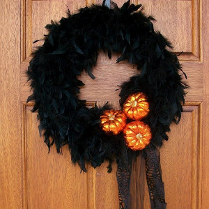 Feathered Halloween Wreath