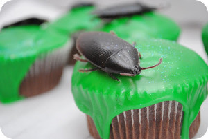 Slime and Cockroach Cupcakes