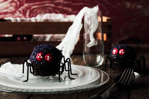 Eerie Black Velvet Spider Cupcakes