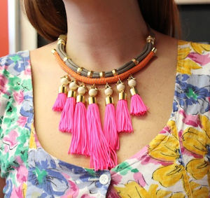 Tapered Neon Tassel Necklace