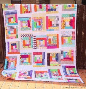 Scrapalicious Improv Log Cabin Quilt