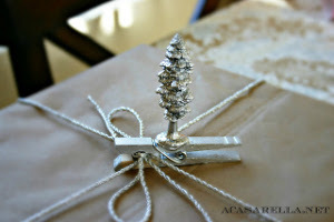 Silver Trees Clothespin Present Toppers