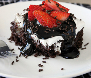 Hot Fudge Sundae Poke Cake