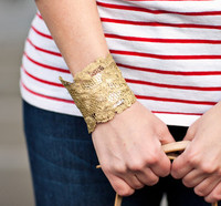Metallic Lace Cuff | AllFreeJewelryMaking.com