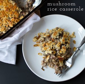 Cheesy Mushroom Casserole with Brown and Wild Rice