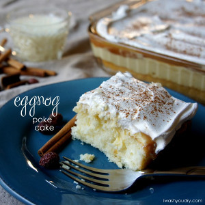 Holiday Eggnog Pudding Poke Cake