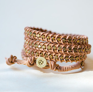 Beaded Leather Wrap Bracelet