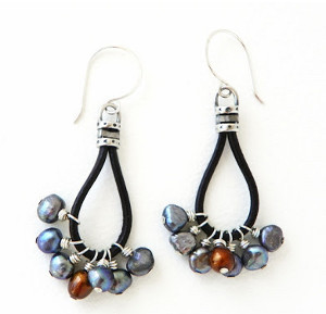 Pearl Fringe Leather Earrings