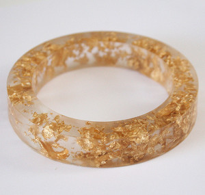 Gold Leaf Acrylic Bangle