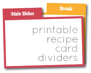 Printable Recipe Card Dividers