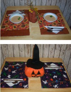Reversible Fall Holidays Quilted Placemats
