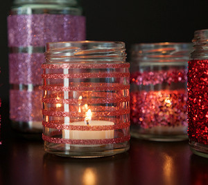 Glittered Glass Candle Holders