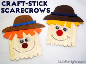 Kooky Craft Stick Scarecrows