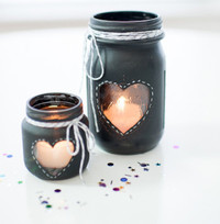 Chalkboard Mason Jar Candle Centerpieces