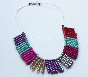 Bright Beaded Color Block Necklace