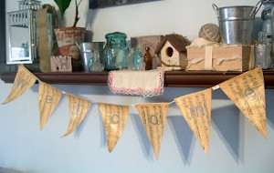 Antiqued Sheet Music Bunting