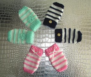 Garter Stitch Striped Baby Mitts