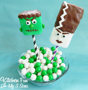 Frankenstein and Bride Marshmallow Pops