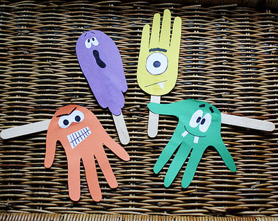 Silly Haunting Handprint Puppets