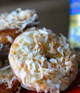 Shortcut Cake Mix Coconut Doughnuts