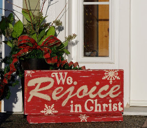Rustic Painted Wooden Christmas Sign