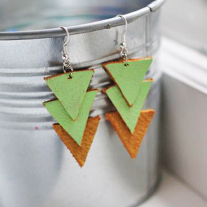 Triple Triangle Leather Earrings