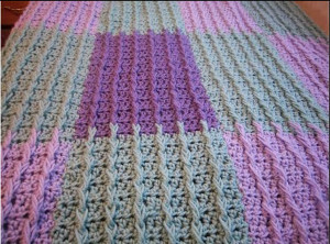 Lilac  Sage Raised Rib Crochet Blanket
