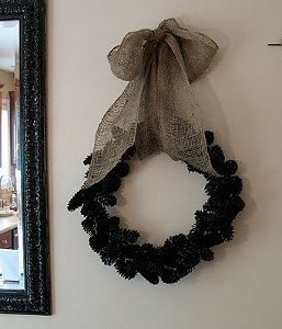 Beautiful Black Pinecone Wreath