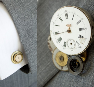 Steampunk Wedding Boutonniere and Cuff Links