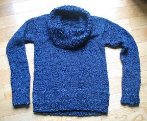 Chunky Cobalt Cowl Sweater