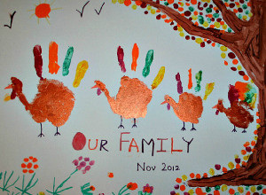 Happy Handprint Turkey Family