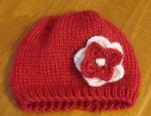 Stockinette Flower Baby Beanie