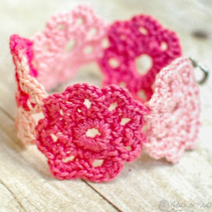 Colorful Crochet Flower Bracelet