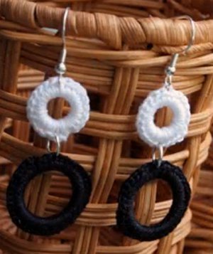 Black and White Crochet Earrings