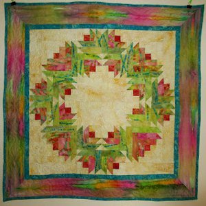 Summer Song Watercolor Flower Wreath Quilt