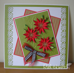 Green Pearlized Poinsettia Card