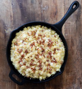 Skillet Brussels Mac and Cheese