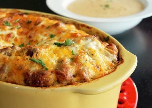 Sausage Biscuit Souffle with Creamy Gravy