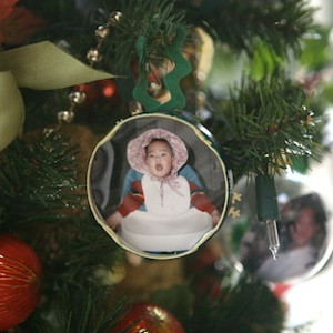 Glass Jar Lid Photo Ornaments