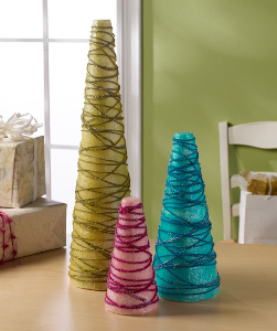 Tissue Paper and Yarn Tabletop Trees
