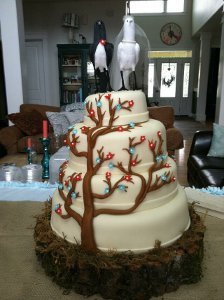 Rustic Love Birds Cake