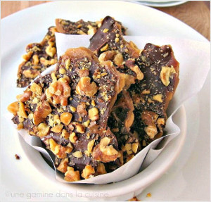 Dark Chocolate and Walnut Toffee | TheBestDessertRecipes.com