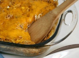 Creamy, Cheesy, BBQ Chicken Spaghetti Bake