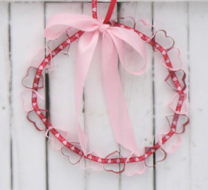 Recycled Ribbon and Heart Wreath