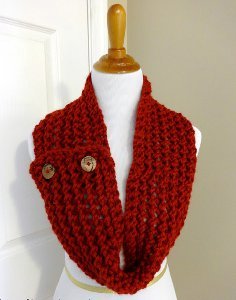 Cranberry Button Scarf