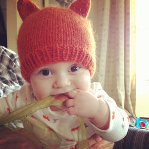 Knit Fun Red Fox Creature Toddler Hat & Mittens Winter Set Sz 2-4T 
