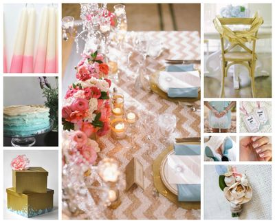Wedding Color Schemes: Pink, Gold, and Placid Blue