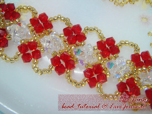 Red and Gold Crystal Weave Bracelet